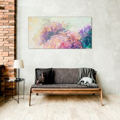 Abstract painting flowers Glass Wall Art