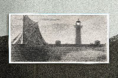 Lighthouse in a monochromatic setting Glass Wall Art