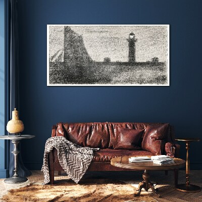 Lighthouse in a monochromatic setting Glass Wall Art
