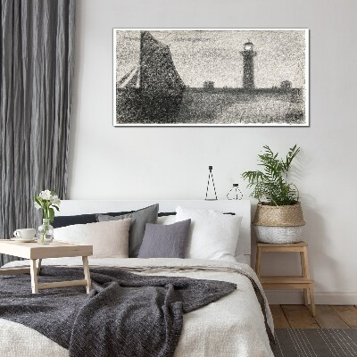 Lighthouse in a monochromatic setting Glass Wall Art