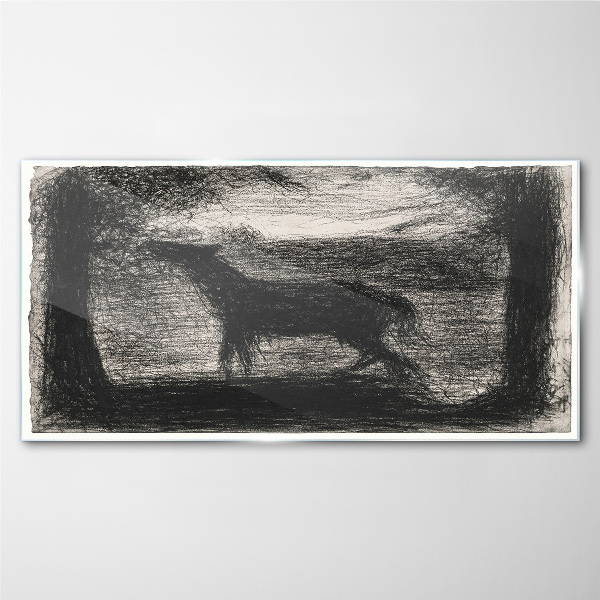 Shadow of a horse in the forest Glass Wall Art