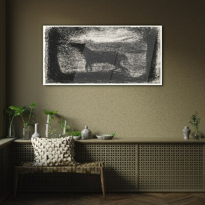 Shadow of a horse in the forest Glass Wall Art