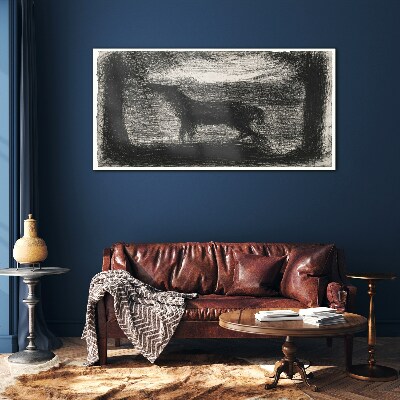 Shadow of a horse in the forest Glass Wall Art