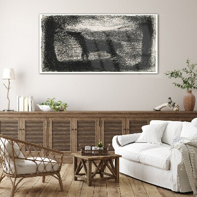 Shadow of a horse in the forest Glass Wall Art