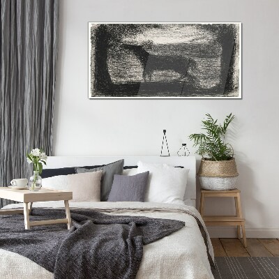 Shadow of a horse in the forest Glass Wall Art