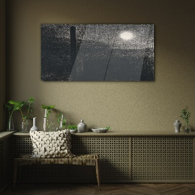 Sunset over the city Glass Wall Art