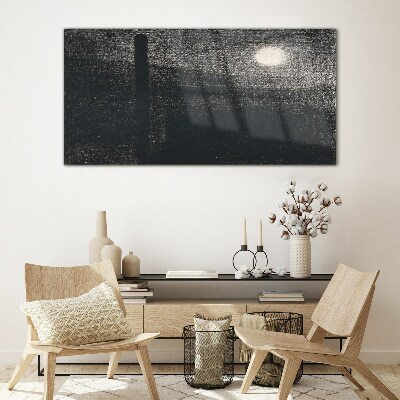 Sunset over the city Glass Wall Art