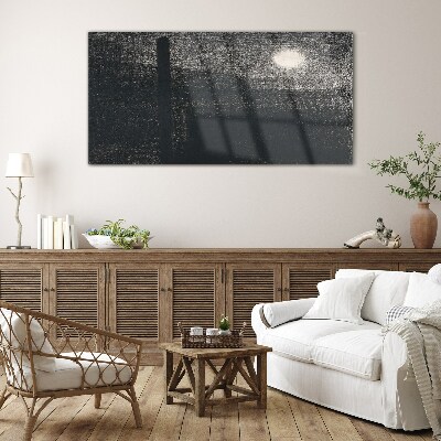 Sunset over the city Glass Wall Art