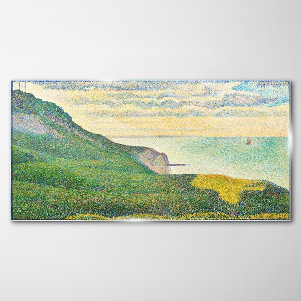 Seaside landscape in color points Glass Wall Art