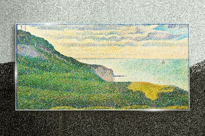 Seaside landscape in color points Glass Wall Art