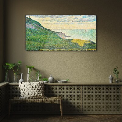 Seaside landscape in color points Glass Wall Art