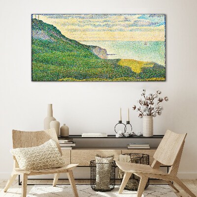 Seaside landscape in color points Glass Wall Art