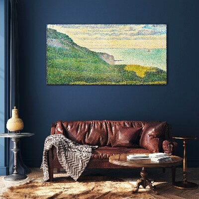 Seaside landscape in color points Glass Wall Art