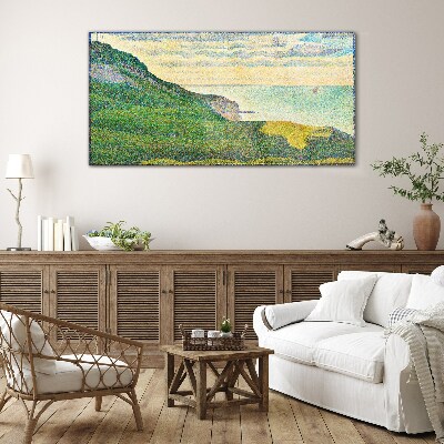 Seaside landscape in color points Glass Wall Art