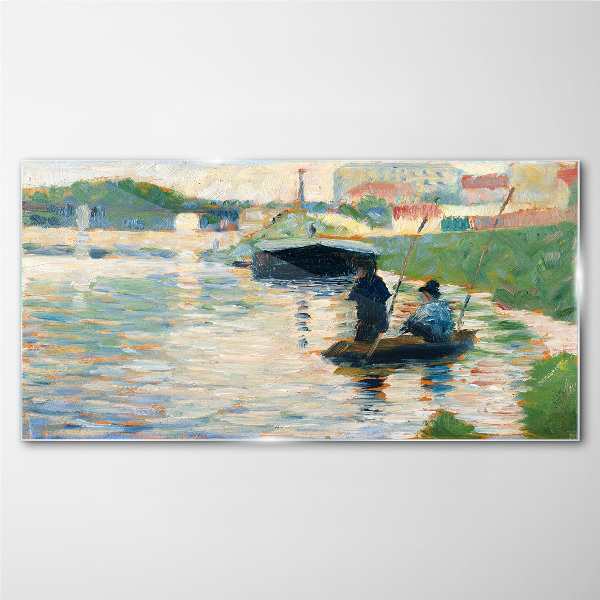 Boats on the river Glass Wall Art