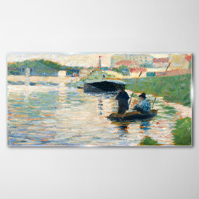Boats on the river Glass Wall Art