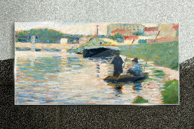 Boats on the river Glass Wall Art
