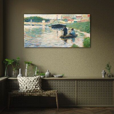 Boats on the river Glass Wall Art