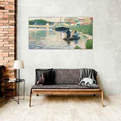 Boats on the river Glass Wall Art