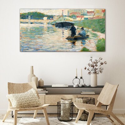 Boats on the river Glass Wall Art