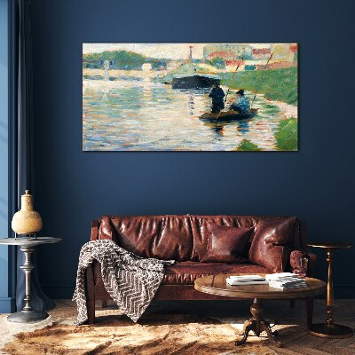 Boats on the river Glass Wall Art