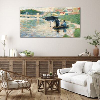 Boats on the river Glass Wall Art