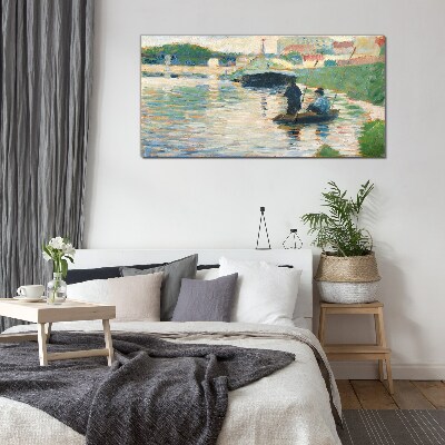 Boats on the river Glass Wall Art