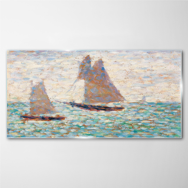 Sails on a calm sea Glass Wall Art