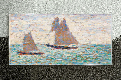 Sails on a calm sea Glass Wall Art