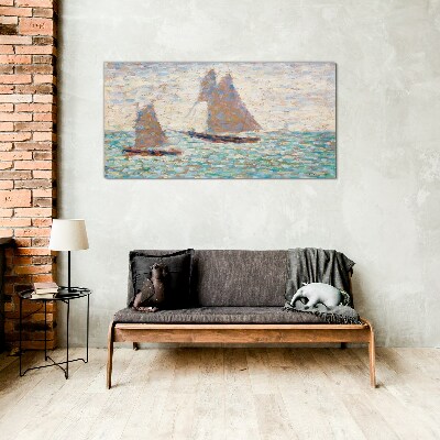 Sails on a calm sea Glass Wall Art