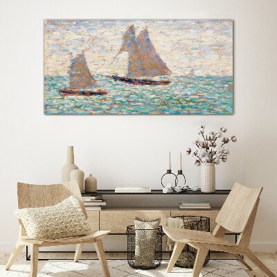 Sails on a calm sea Glass Wall Art