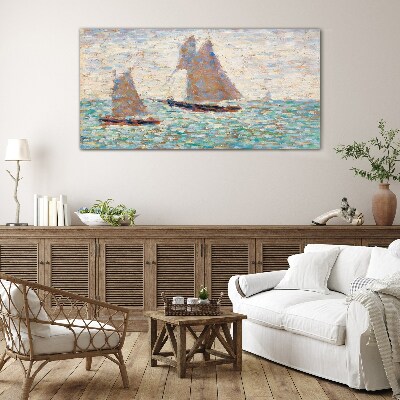 Sails on a calm sea Glass Wall Art