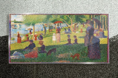 A summer day at the lake Glass Wall Art