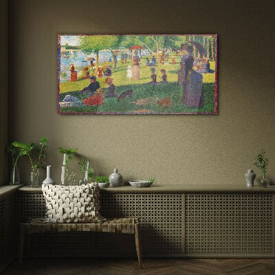 A summer day at the lake Glass Wall Art