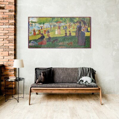 A summer day at the lake Glass Wall Art