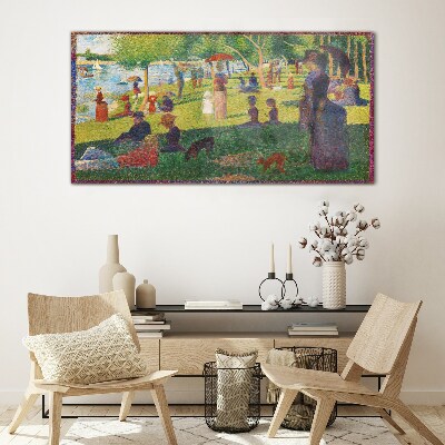 A summer day at the lake Glass Wall Art