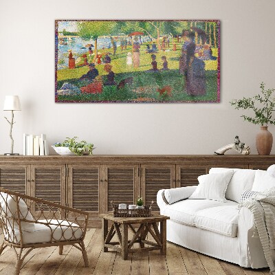 A summer day at the lake Glass Wall Art