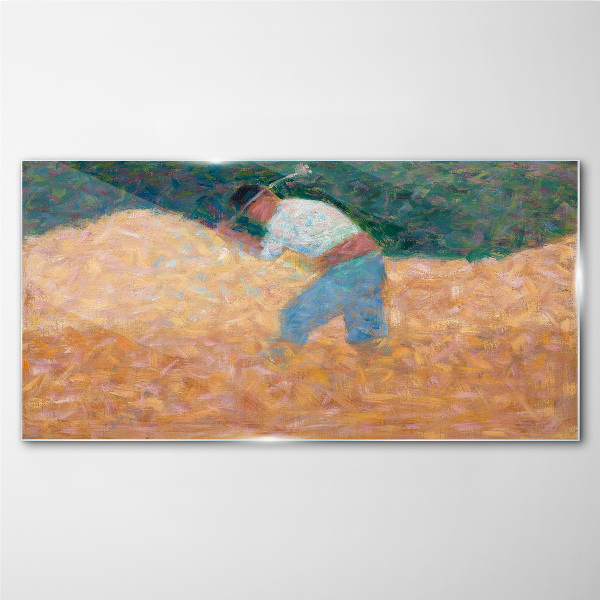 Farmer working in the field Glass Wall Art