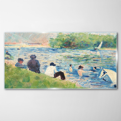 A summer day on the river Glass Wall Art