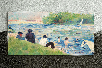 A summer day on the river Glass Wall Art