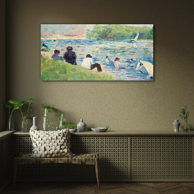 A summer day on the river Glass Wall Art