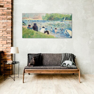 A summer day on the river Glass Wall Art