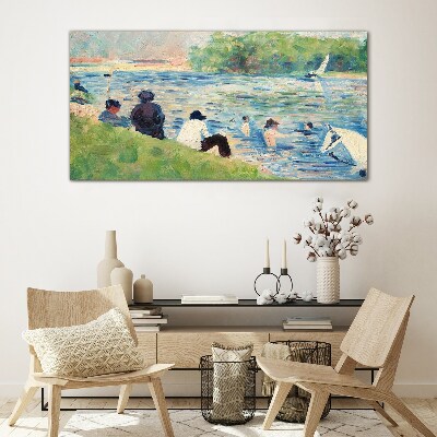 A summer day on the river Glass Wall Art