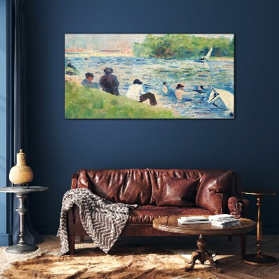 A summer day on the river Glass Wall Art