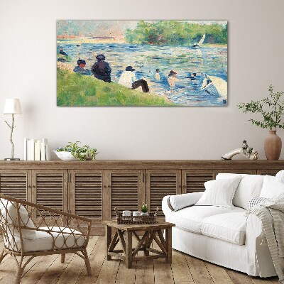 A summer day on the river Glass Wall Art