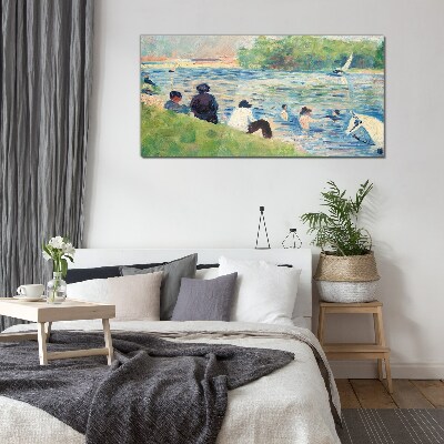 A summer day on the river Glass Wall Art