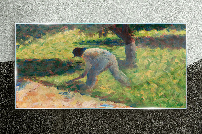 Working in the garden Glass Wall Art