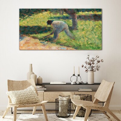 Working in the garden Glass Wall Art