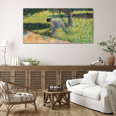 Working in the garden Glass Wall Art