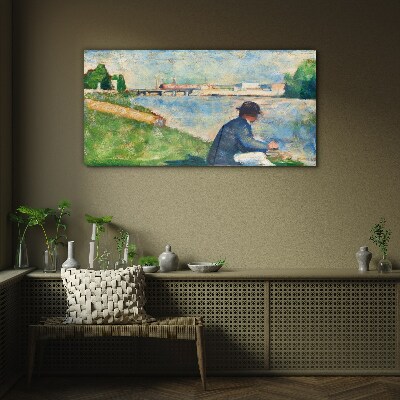 A peaceful landscape by the river Glass Wall Art